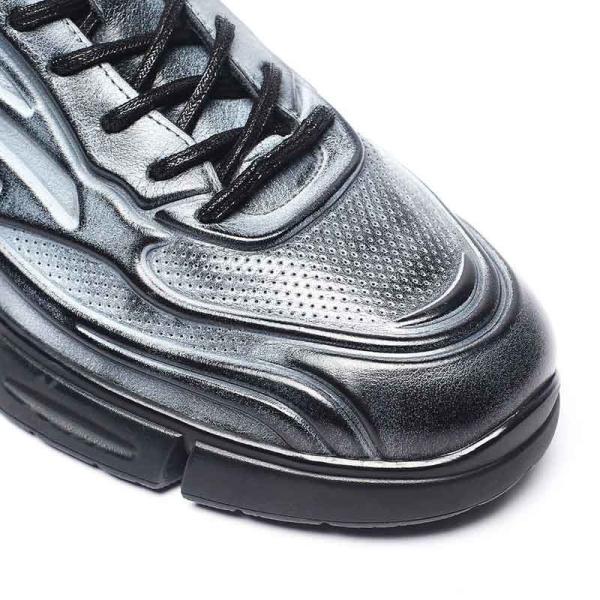 Greyish White Anti Skid Mens Leather Sneakers For Sport