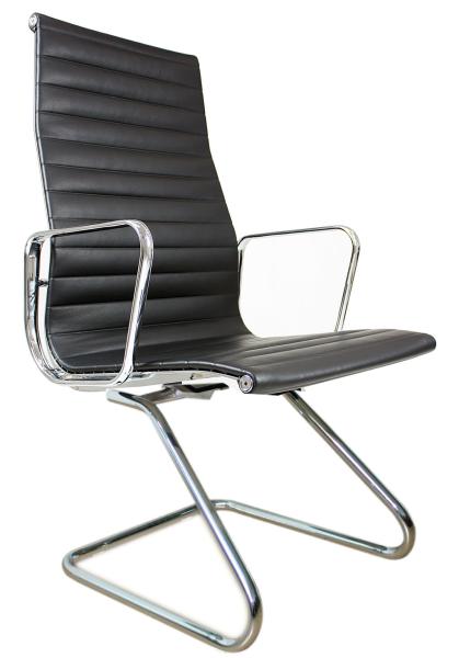 Customized Color Executive Leather Office Chair With Polished Aluminum Alloy Bow Frame