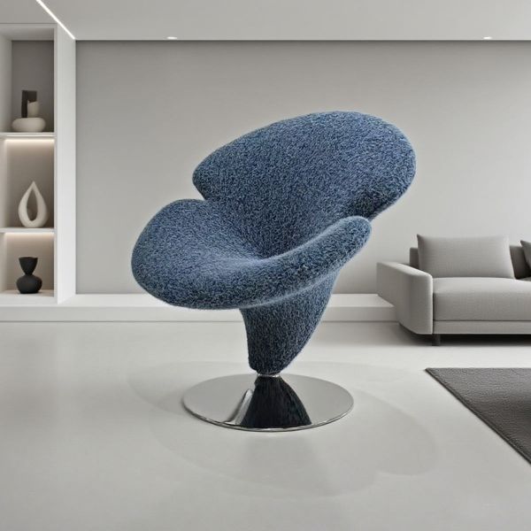 Designer Eco-Friendly Fabric Revolving Flower Shaped Swivel Accent Chair for Living Room Bedroom Apartment & School Use