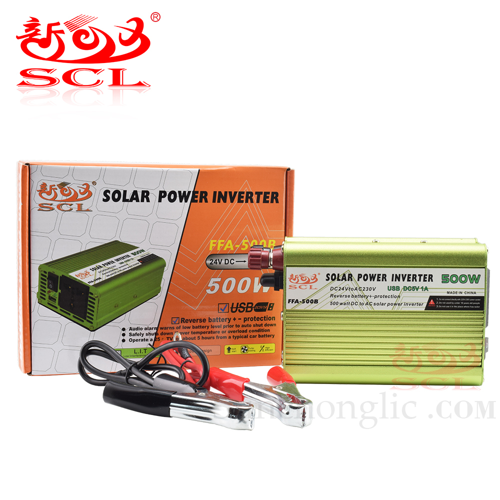 FFA-500B 500VA Modified Sine Wave DC-AC Power Inverter with Battery Reverse-Connection Protection & 5V1A USB Port