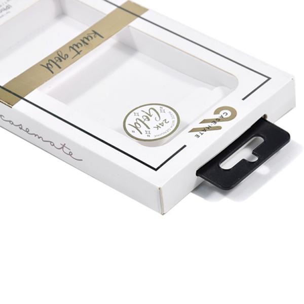 Custom Phone Case Packaging Box Printed White Window Boxes With Hang Hole