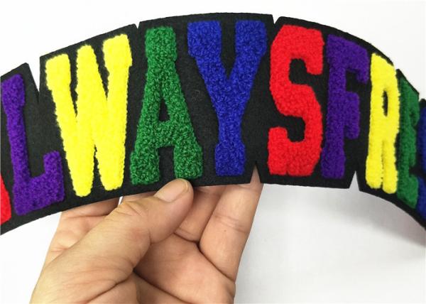 3D Towel Letter Iron On Chenille Embroidery Patches Heat Seal Backing