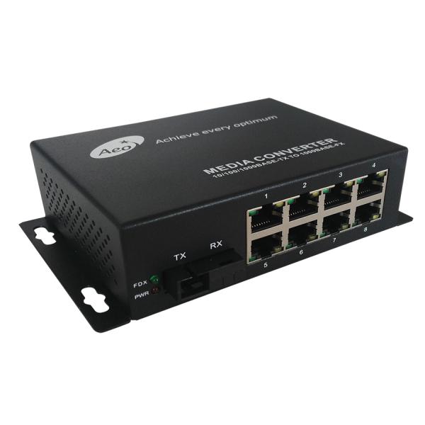 Конвертер средств массовой информации волокна локальных сетей порта гигабита 8 с 1 волокном и 8 портами POE