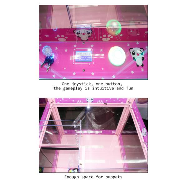 Attractive Bear Design Full transparent glass material toy scratch lift vending machine coin operated