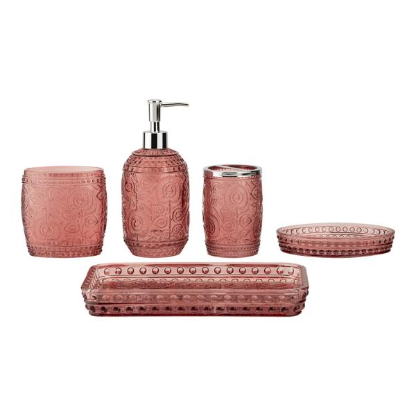 Sea grass and chili round shape with vintage pattern luxury bath accessories glass soap dispenser lotion dispenser