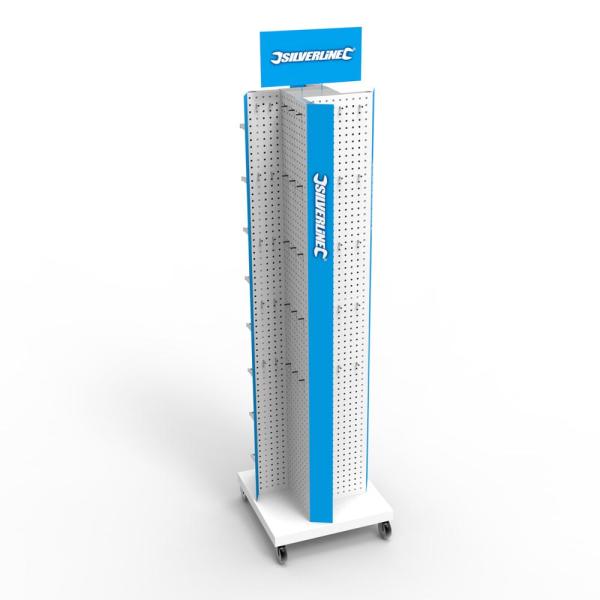 Suporte de exposição de gerencio de Pegboard do metal do suporte de exposição de Pegboard dos rodízios com ganchos