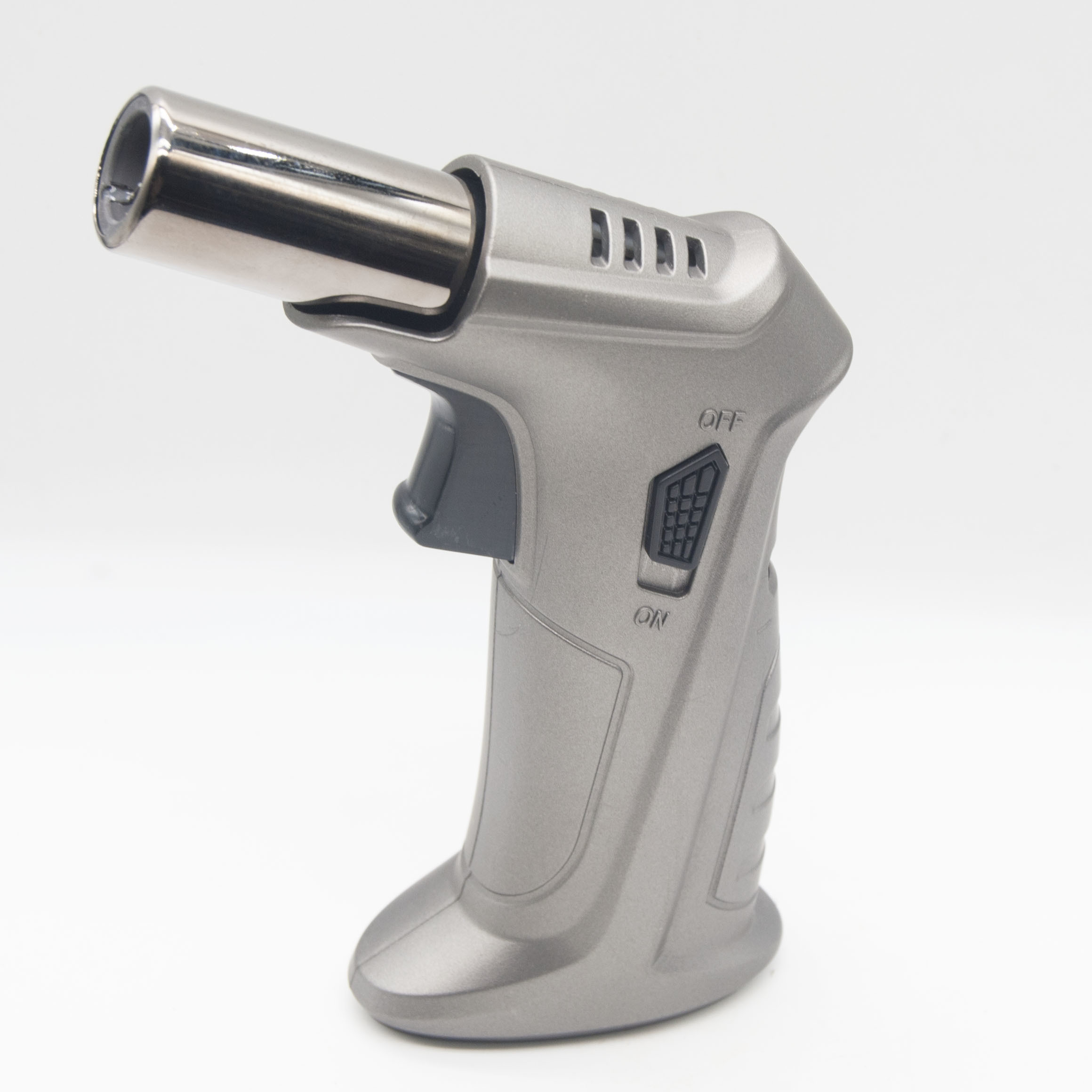 Refillable Ergonomic Pistol Grip Micro Gas Lighter Windproof With Safety Lock Adjustable Flame Control