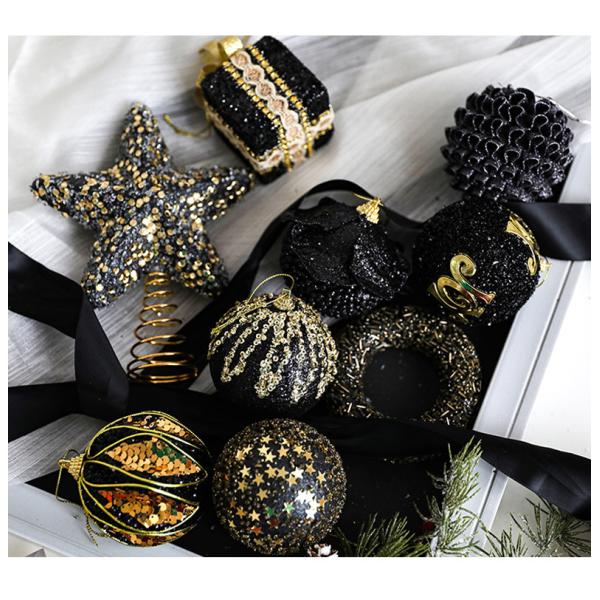 Christmas Foam Ball Classic Black Gold Series Christmas Tree Pendant Decoration