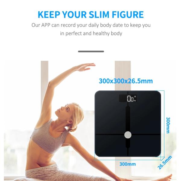 Square ITO Glass Platform Smart Bluetooth Body Analyser Scale