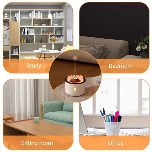 New Upgrade Simulation Blue Flame Volcano Aromatherapy Diffuser 360ml Jellyfish Mist Air Humidifier for Home Office Spa