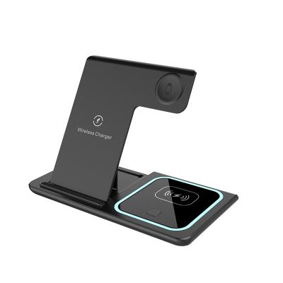 15 Watt Fast Multifunctional Wireless Charger Portable Magsafe Desk Charger 3 In 1 Black And White