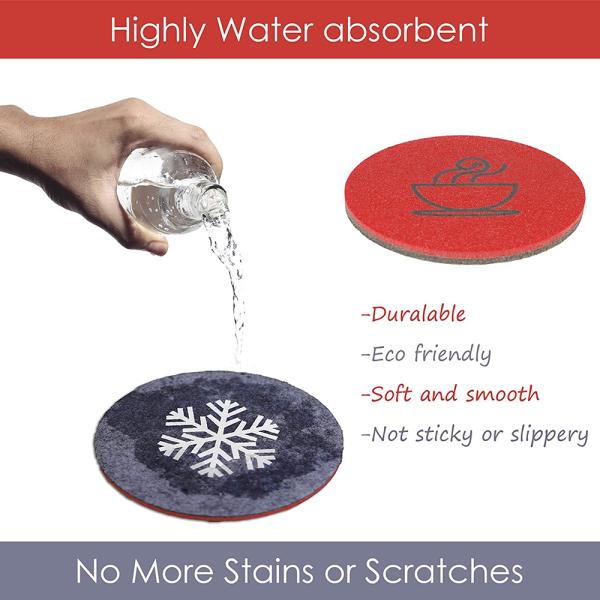 Home Decor Double Sided Absorbent Felt Drink Coasters