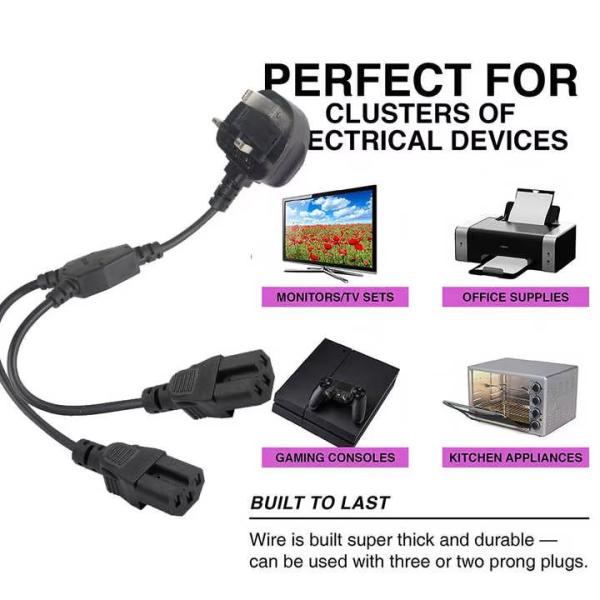 UK Plug Dual C15 Power Cord 16A 250V for Server Rack Data Center