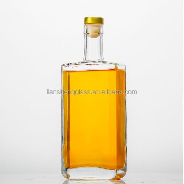 Botella de vidrio para whisky vodka vino cristal claro botellas de vidrio vacías de vino 375ml 500ml 750ml