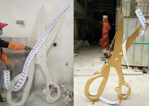 Window Display Gold Fiberglass Scissor H180cm And PVC Ruler L300cm