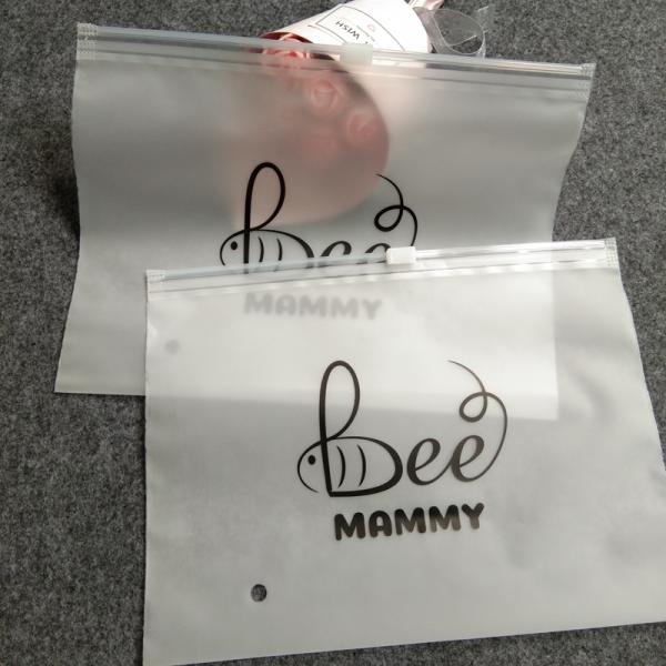 printing waterproof frosted pvc plastic bra bag,vinyl EVA PVC travel apparel package storage bag zip slider with string