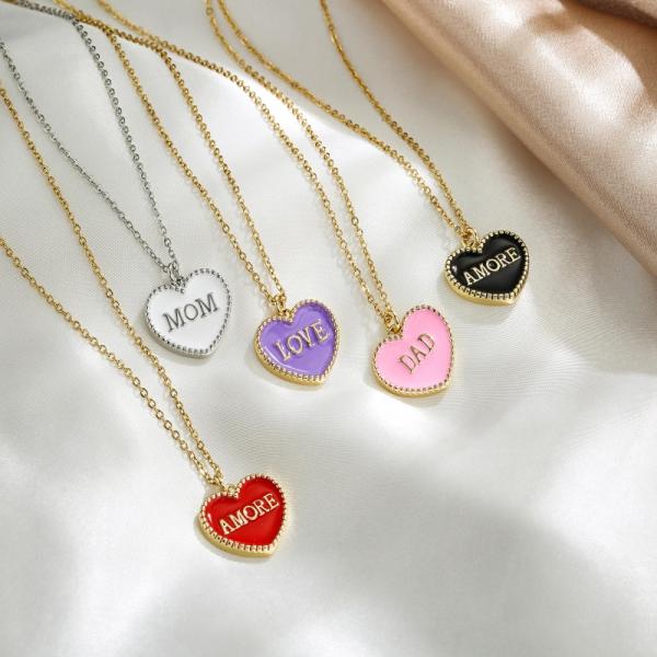 14K Heart Letter Pendant Necklace