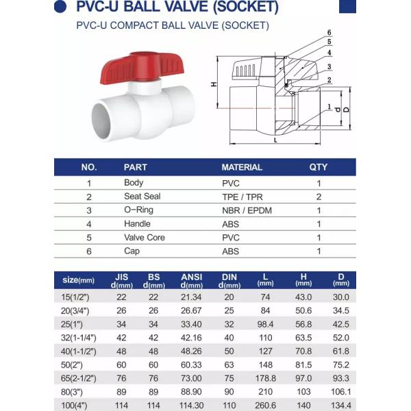 Processing Service Moulding White Grey 1.5 Inch PVC Ball Valve with Butterfly Handle