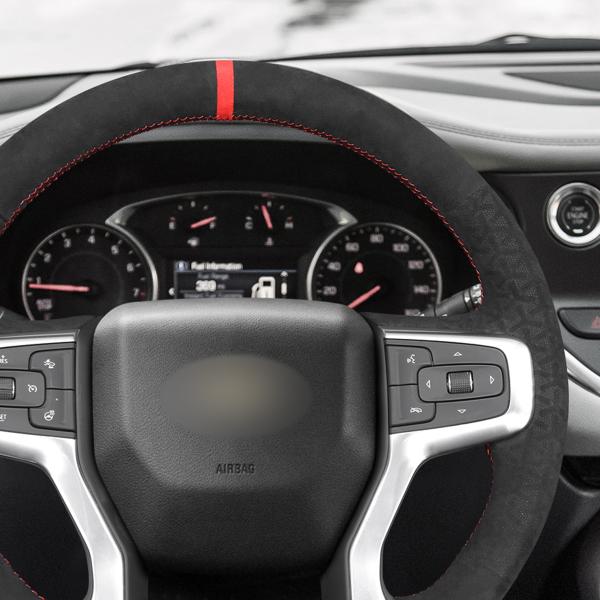 DIY Hand Sewing Super Soft Suede Steering Wheel Cover For Chevrolet Silverado Suburban Blazer 2019-2024