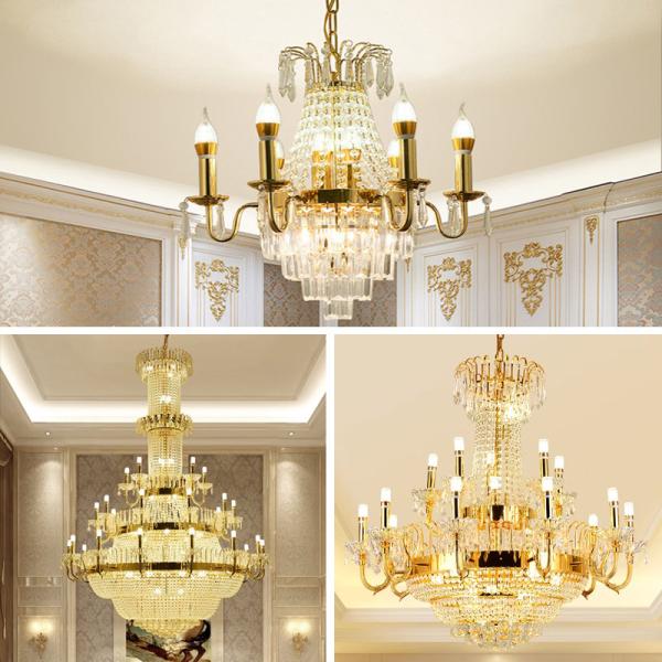 JYLIGHTING European Luxury Retro Large Crystal Chandelier For Hotel Living Room Crystal Candle Chandelier