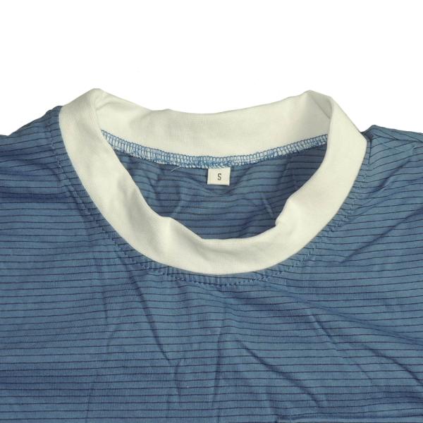 Light Blue 96% Polyester 5mm Strip Short Sleeve ESD Smock