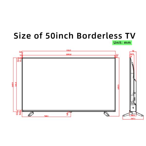 50 Borderless Smart TV, Ultra Slim Bezel Design, 2K/4K UHD A+ Panel, Customizable For Businesses, Digital Signage, Hospitality, Corporate, And Retail Environments