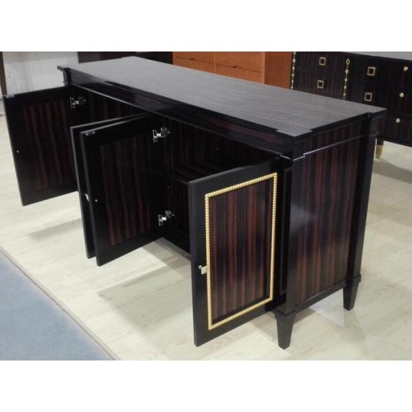 Ebony Wood 4 Door Dresser Brass Metal Boutique Hotel Furniture Eco Friendly