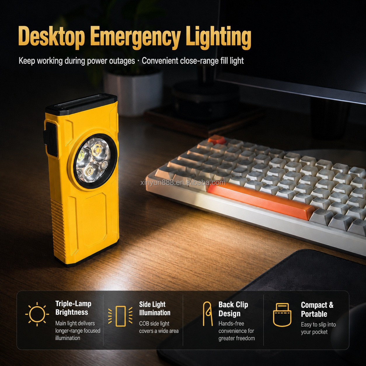 Cross-border New LED Super Bright Keychain Light Magnetic Charging Warning Flashlight Mini Auto Repair Maintenance Work Lamp