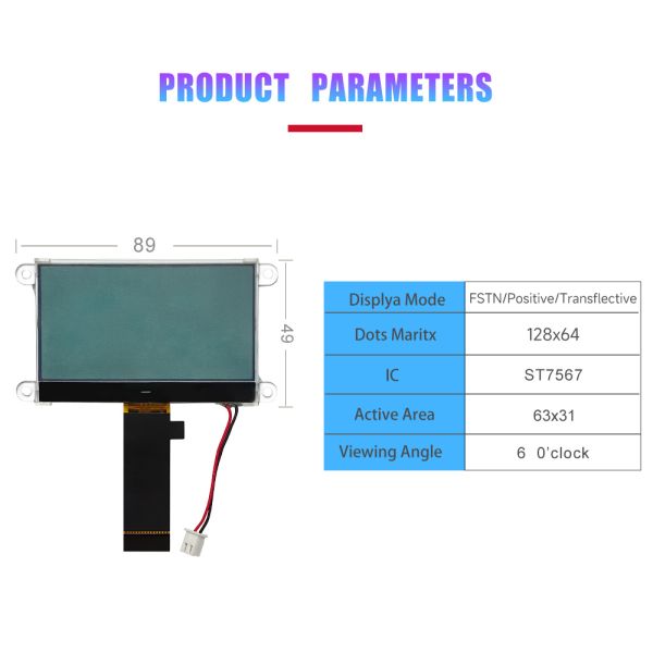 3.5 Inch 128x64 Dot Matrix LCD Module with ST7567 Drive IC for Industrial and Consumer Electronics