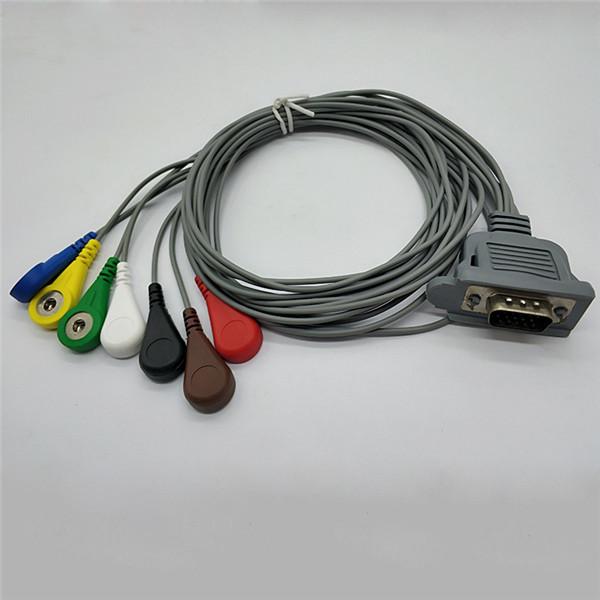 DMS Compatible Holter ECG Cable 7 Leads 15 Pin With Leadwires Snap Durable