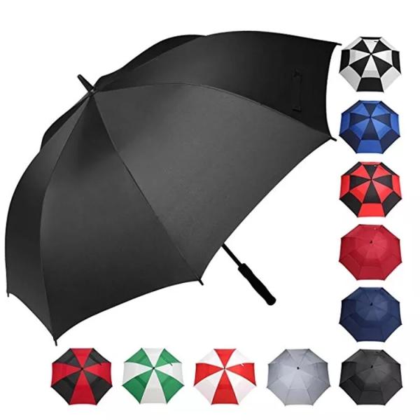 Straight Pattern Golf Size Rain Umbrella with EVA Soft Handle and Silver Coating