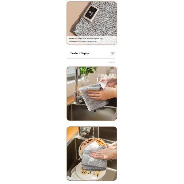 35g Nettoyage à la mode Nettoyage à la main Organique Bambou Charbon de bois serviette Tissu de cuisine