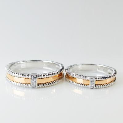 Double Color Mirror Polished Women10 Gold Diamond Couple Rings
