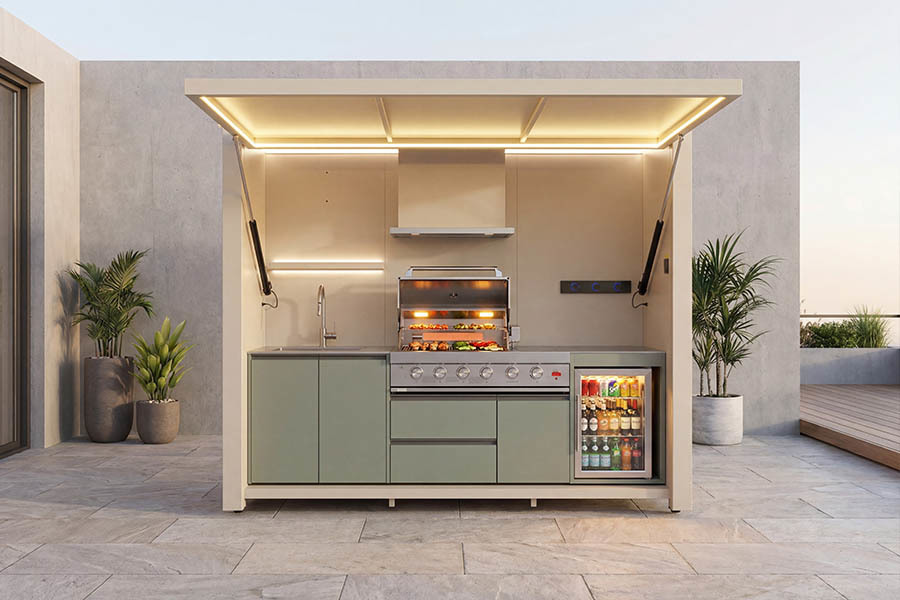 IP67 Aluminum Outdoor Kitchen BBQ Pod Hydraulic Canopy LED Lighting System