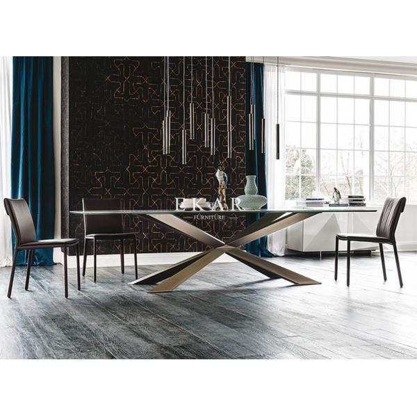 Modern Metal Base Italian Style Marble Dining Table Set DA-T825