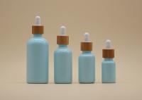 Colora garrafas de óleo essencial dos azul-céu 15ml 30ml do revestimento com conta-gotas de bambu