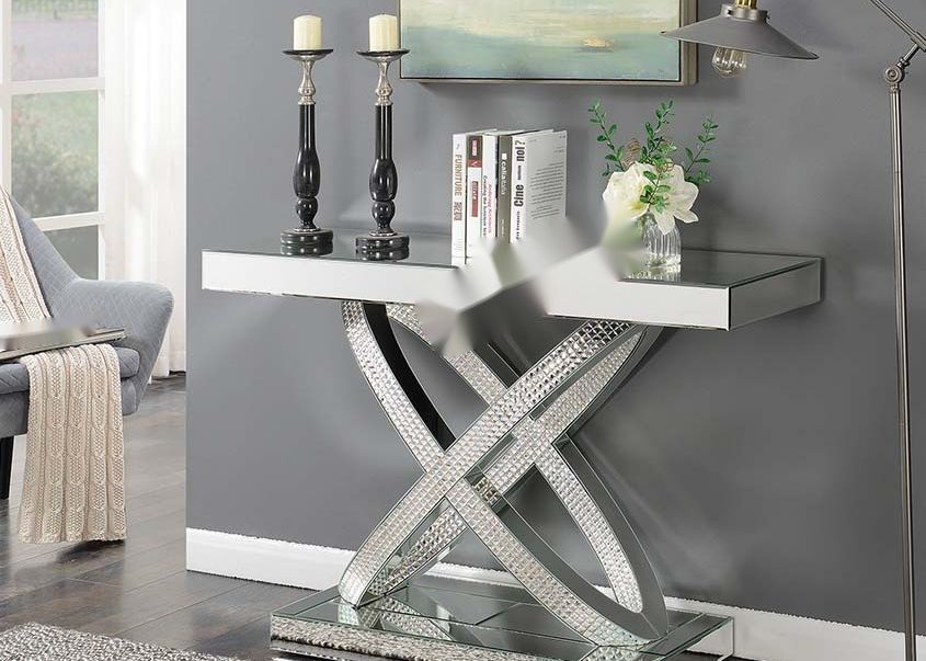 Mirror Above Console Table Special Glass Diamond Black Painting On MDF