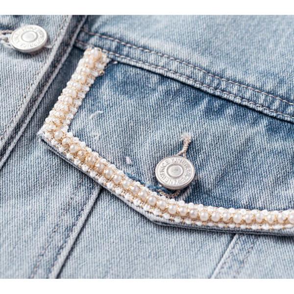 OEM Denim Jacket Women Embelishment Light Wash Trucker Elegant Style