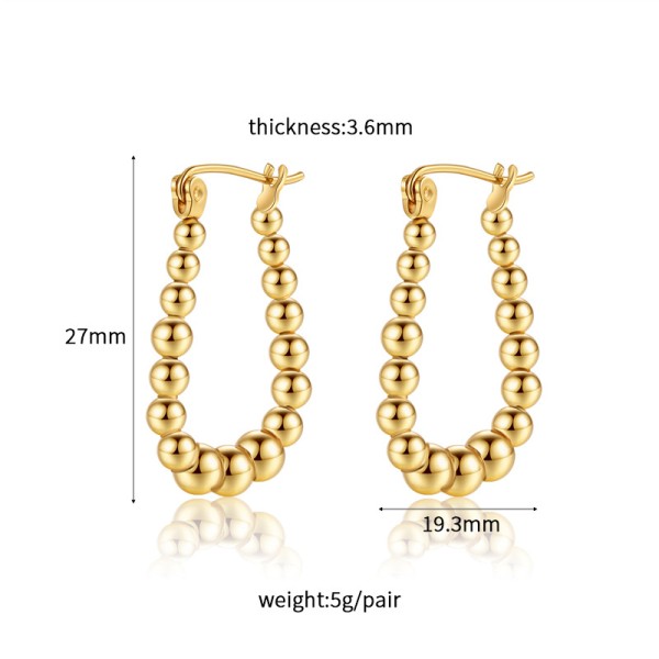 18K Vacuum Gold-Plated Fashion Stainless Steel Round Earring Female Geometric Earrings