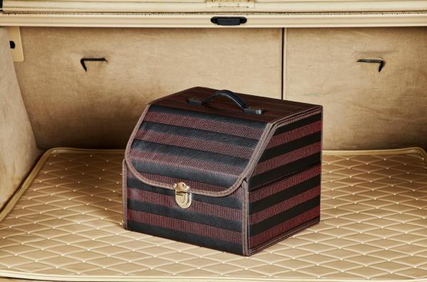 Small Size Foldable Car Trunk Organizer Waterproof Pu Leather 34 * 32 * 30cm
