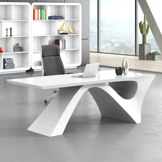Simple modern white paint executive desk boss desk office furniture light luxury president manager boss table