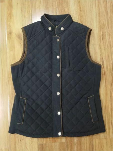Black Long Padded Gilet Womens Quilted Vest Old Navy No Hood