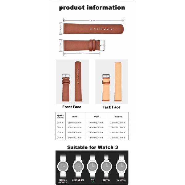 Soft, Glossy Calfskin Leather Strap