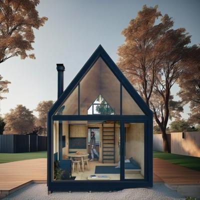 Villa préfabriquée à deux étages rapidement installée avec un cadre en A et un conteneur triangulaire en tubes carrés en acier galvanisé