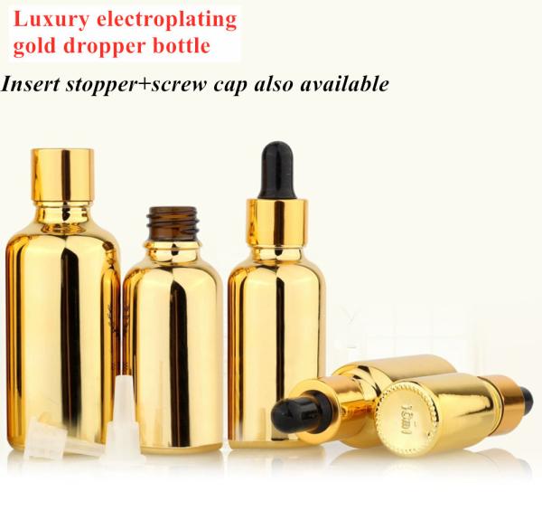 Electroplating Essential Oil Glass Dropper Bottle 50ml Amber Tincture Bottles