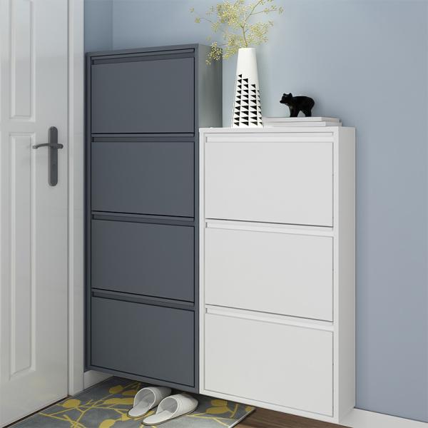 Living room sliding door shoe rack white shoe storage cabinet