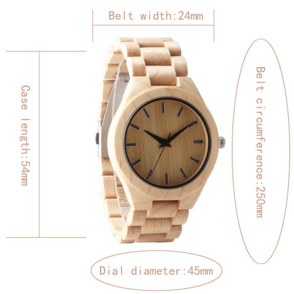 Design hot sell natural bamboo wooden watch maple wooden strap watches