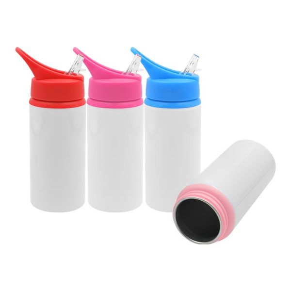 600ml Sublimation White Stainless Steel Water Bottle Tumbler With Portable Slip-Top Lid Vacuum Insulated Kids Water Bottle