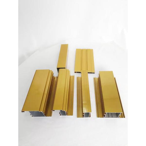 Gold Anodizing Aluminum Windows Door Extrusion Profiles 1.3mm Thickness