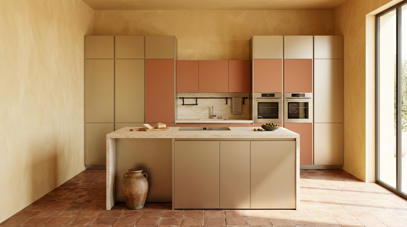 Sun-Baked Terracotta Kitchen Island in 304 Stainless Steel